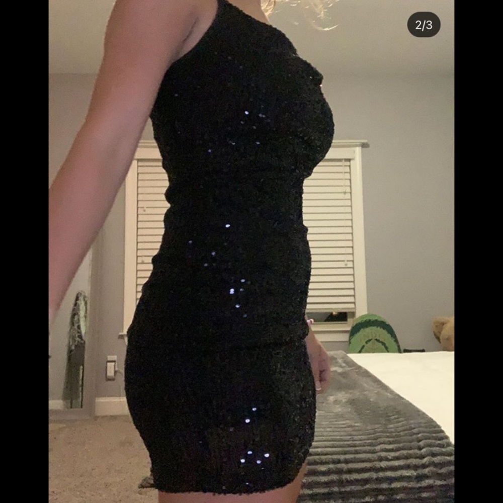 Black sequined mini dress